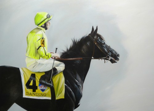 Dandino & Ryan Moore (Before The American St. Leger), watercolour, 57x76cm